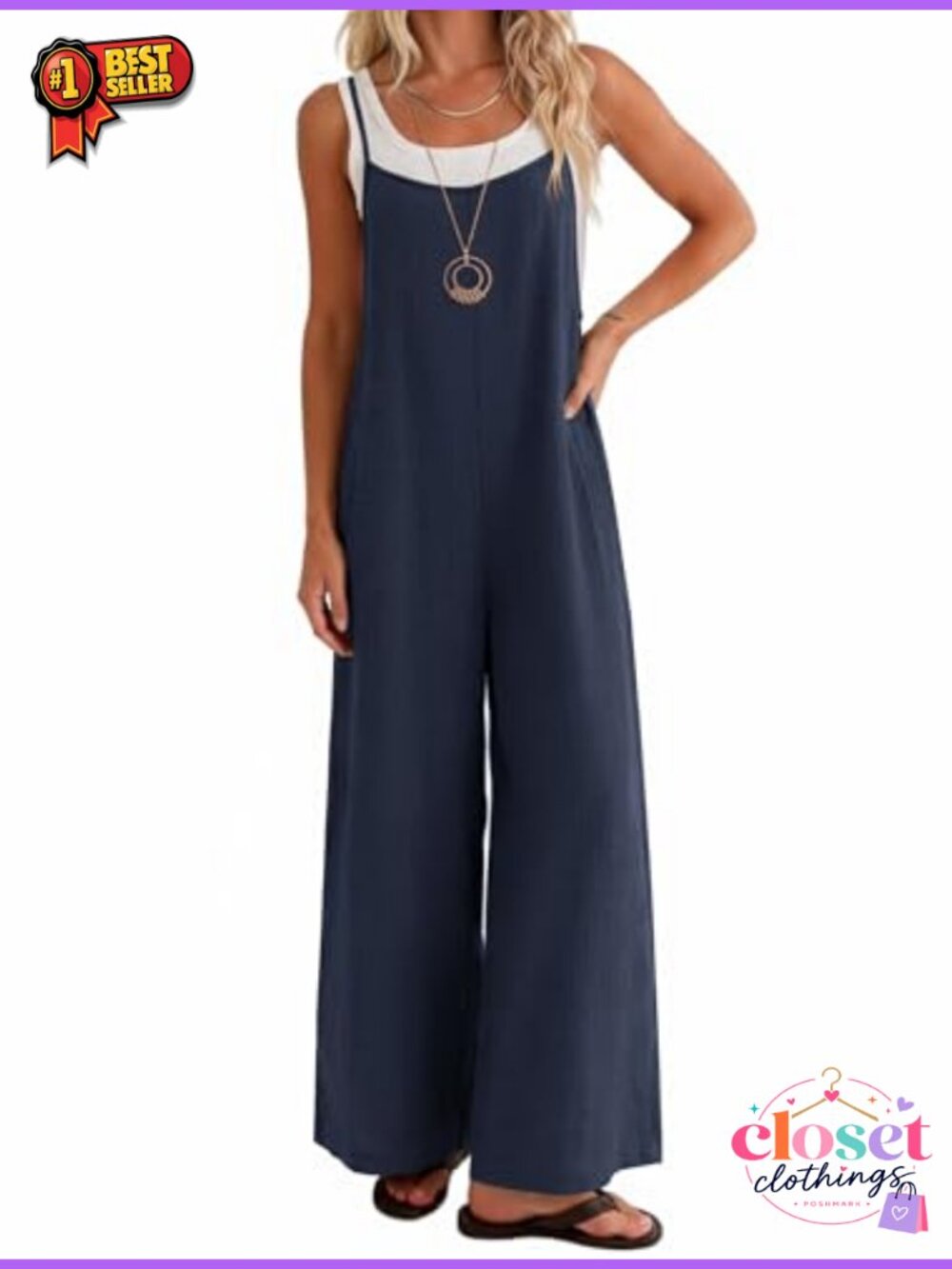 Ekouaer Women's Casual Jumpsuit Loose Wide Leg Overalls Adjustable Straps